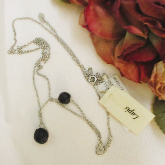 Vintage MACY'S Lapis Lazuli Sterling Silver Necklace: Faceted GEMSTONE 925 - Picture 5 of 14